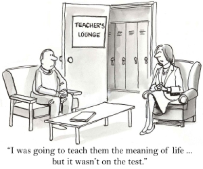 Young student stressed by her examinations in a classroom
